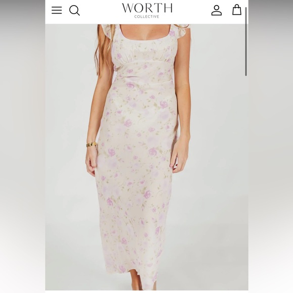 Worth Collective : Pisa Floral Chiffon Midi Dress with Ruffle Shoulder in Lemon - Picture 3 of 8